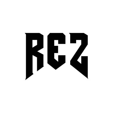 REZ letter logo design for technology company. REZ logo design black and white color combination. REZ logo, REZ vector, REZ design, REZ icon, REZ alphabet. REZ typography logo design clipart