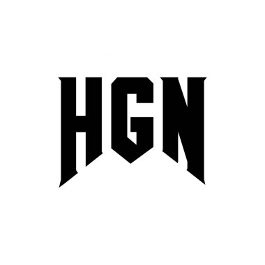 Teknoloji şirketi için HGN harf logosu tasarımı. HGN logo tasarımı siyah ve beyaz renk kombinasyonu. HGN logosu, HGN vektörü, HGN tasarımı, HGN simgesi, HGN alfabesi. HGN tipografi logosu tasarımı