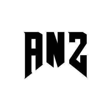 ANZ letter logo design for technology company. ANZ logo design black and white color combination. ANZ logo, ANZ vector, ANZ design, ANZ icon, ANZ alphabet. ANZ typography logo design. clipart