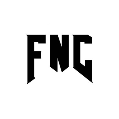 FNC letter logo design for technology company. FNC logo design black and white color combination. FNC logo, FNC vector, FNC design, FNC icon, FNC alphabet. FNC typography logo design clipart