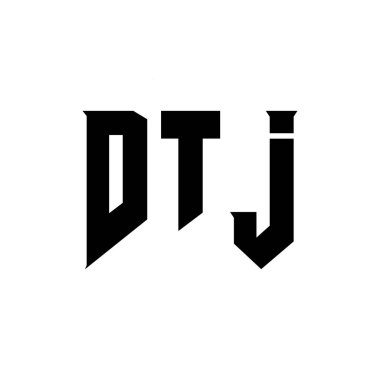 Teknoloji şirketi için DTJ mektup logosu tasarımı. DTJ logo tasarımı siyah ve beyaz renk kombinasyonu. DTJ logosu, DTJ vektörü, DTJ tasarımı, DTJ simgesi, DTJ alfabesi. DTJ tipografi logosu tasarımı