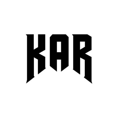 Teknoloji şirketi için KAR harf logosu tasarımı. KAR logo tasarımı siyah ve beyaz renk kombinasyonu. KAR logosu, KAR vektörü, KAR tasarımı, KAR simgesi, KAR alfabesi. KAR tipografi logosu tasarımı