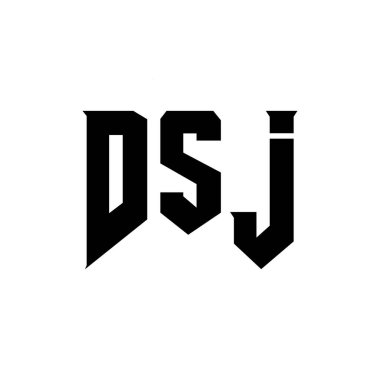 DSJ letter logo design for technology company. DSJ logo design black and white color combination. DSJ logo, DSJ vector, DSJ design, DSJ icon, DSJ alphabet. DSJ typography logo design clipart