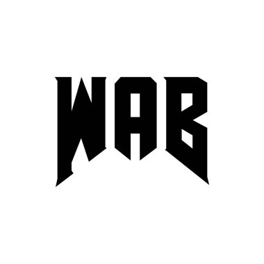Teknoloji şirketi için WAB mektup logosu tasarımı. WAB logo tasarımı siyah ve beyaz renk kombinasyonu. WAB logosu, WAB vektörü, WAB tasarımı, WAB simgesi, WAB alfabesi. WAB tipografi logosu tasarımı