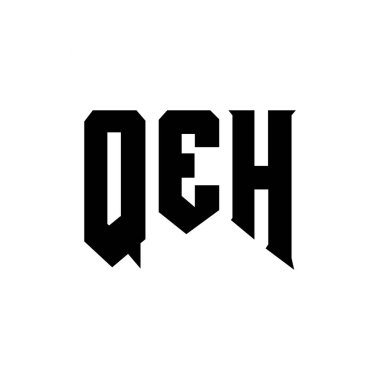 Teknoloji şirketi için QEH harf logosu tasarımı. QEH logo tasarımı siyah ve beyaz renk kombinasyonu. QEH logosu, QEH vektörü, QEH tasarımı, QEH simgesi, QEH alfabesi. QEH tipografi logosu tasarımı