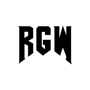 Teknoloji şirketi için RGW harf logosu tasarımı. RGW logo tasarımı siyah ve beyaz renk kombinasyonu. RGW logosu, RGW vektörü, RGW tasarımı, RGW simgesi, RGW alfabesi. RGW tipografi logosu tasarımı