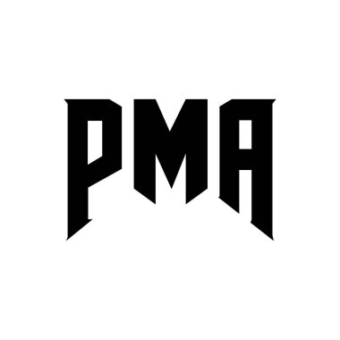 Teknoloji şirketi için PMA mektup logosu tasarımı. PMA logo tasarımı siyah-beyaz renk kombinasyonu. PMA logosu, PMA vektörü, PMA tasarımı, PMA simgesi, PMA alfabesi. PMA tipografi logosu tasarımı