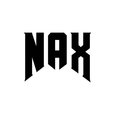 Teknoloji şirketi için NAX mektup logosu tasarımı. NAX logo tasarımı siyah-beyaz renk kombinasyonu. NAX logosu, NAX vektörü, NAX tasarımı, NAX simgesi, NAX alfabesi. NAX tipografi logo tasarımı