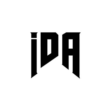 Teknoloji şirketi için IDA mektup logosu tasarımı. IDA logo tasarımı siyah ve beyaz renk kombinasyonu. IDA logosu, IDA vektörü, IDA tasarımı, IDA simgesi, IDA alfabesi. IDA tipografi logosu tasarımı