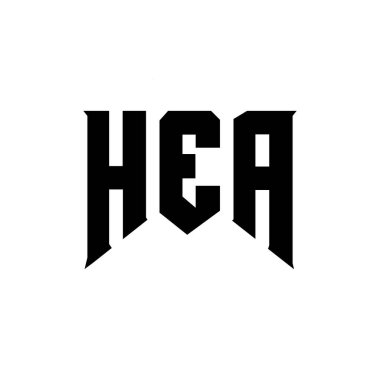 Teknoloji şirketi için HEA mektup logosu tasarımı. HEA logo tasarımı siyah ve beyaz renk kombinasyonu. HEA logosu, HEA vektörü, HEA tasarımı, HEA simgesi, HEA alfabesi. HEA tipografi logosu tasarımı