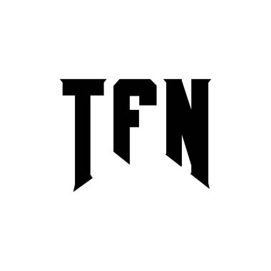 Teknoloji şirketi için TFN harf logosu tasarımı. TFN logo tasarımı siyah ve beyaz renk kombinasyonu. TFN logosu, TFN vektörü, TFN tasarımı, TFN simgesi, TFN alfabesi. TFN tipografi logosu tasarımı