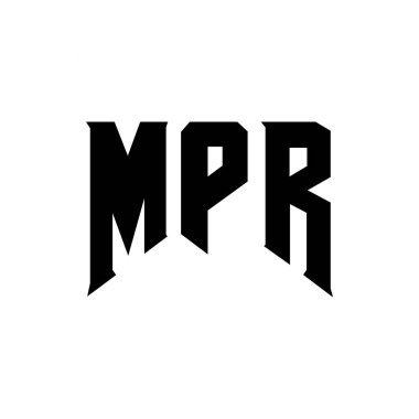 MPR 'nin teknoloji şirketi için logo tasarımı. MPR logo tasarımı siyah ve beyaz renk kombinasyonu. MPR logosu, MPR vektörü, MPR tasarımı, MPR simgesi, MPR alfabesi. MPR tipografi logosu tasarımı
