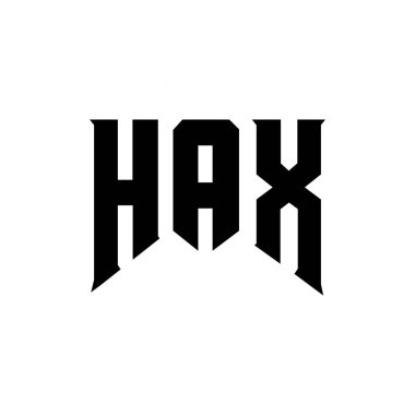 Teknoloji şirketi için HAX mektup logosu tasarımı. HAX logo tasarımı siyah ve beyaz renk kombinasyonu. HAX logosu, HAX vektörü, HAX tasarımı, HAX simgesi, HAX alfabesi. HAX tipografi logosu tasarımı