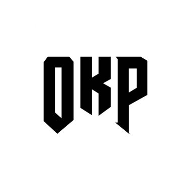 Teknoloji şirketi için OKP harf logosu tasarımı. OKP logo tasarımı siyah ve beyaz renk kombinasyonu. OKP logosu, OKP vektörü, OKP tasarımı, OKP simgesi, OKP alfabesi. OKP tipografi logosu tasarımı