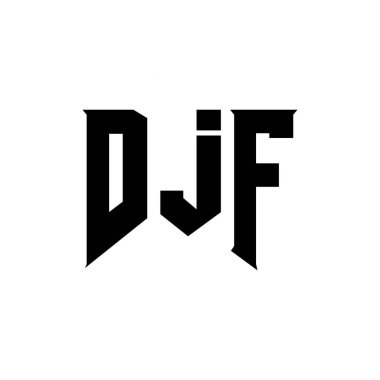 DJF letter logo design for technology company. DJF logo design black and white color combination. DJF logo, DJF vector, DJF design, DJF icon, DJF alphabet. DJF typography logo design clipart