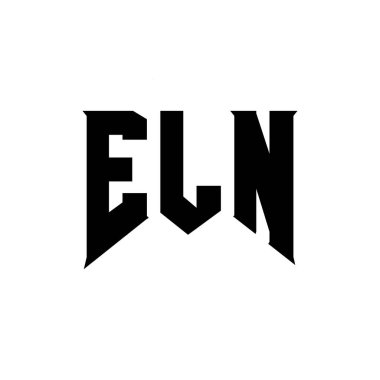 ELN letter logo design for technology company. ELN logo design black and white color combination. ELN logo, ELN vector, ELN design, ELN icon, ELN alphabet. ELN typography logo design clipart