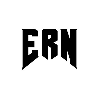 Teknoloji şirketi için ERN harf logosu tasarımı. ERN logo tasarımı siyah ve beyaz renk kombinasyonu. ERN logosu, ERN vektörü, ERN dizaynı, ERN simgesi, ERN alfabesi. ERN tipografi logosu tasarımı