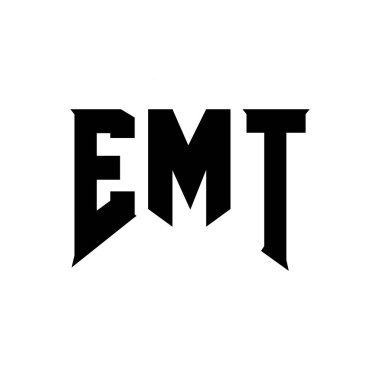 Teknoloji şirketi için EMT mektup logosu tasarımı. EMT logosu siyah ve beyaz renk kombinasyonu tasarladı. EMT logosu, EMT vektörü, EMT tasarımı, EMT simgesi, EMT alfabesi. EMT tipografi logosu tasarımı