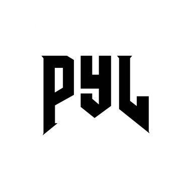 Teknoloji şirketi için PYL harf logosu tasarımı. PYL logo tasarımı siyah ve beyaz renk kombinasyonu. PYL logosu, PYL vektörü, PYL tasarımı, PYL simgesi, PYL alfabesi. PYL tipografi logosu tasarımı
