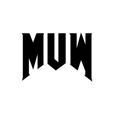 Teknoloji şirketi için MUW harf logosu tasarımı. MUW logo tasarımı siyah ve beyaz renk kombinasyonu. MUW logosu, MUW vektörü, MUW tasarımı, MUW simgesi, MUW alfabesi. MUW tipografi logosu tasarımı