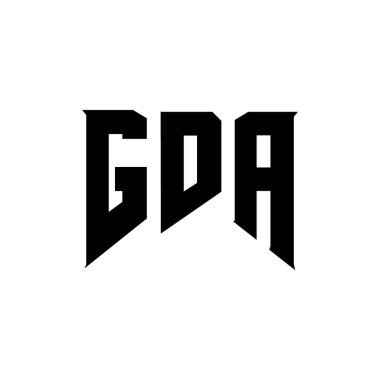 GDA letter logo design for technology company. GDA logo design black and white color combination. GDA logo, GDA vector, GDA design, GDA icon, GDA alphabet. GDA typography logo design clipart