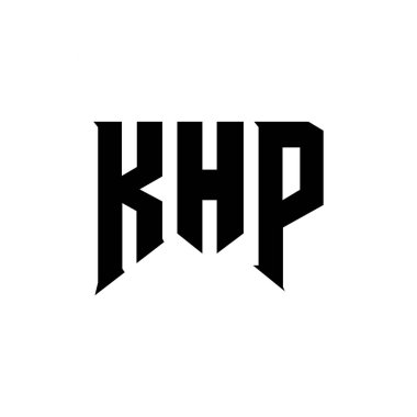 Teknoloji şirketi için KHP harf logosu tasarımı. KHP logo tasarımı siyah ve beyaz renk kombinasyonu. KHP logosu, KHP vektörü, KHP tasarımı, KHP simgesi, KHP alfabesi. KHP tipografi logosu tasarımı