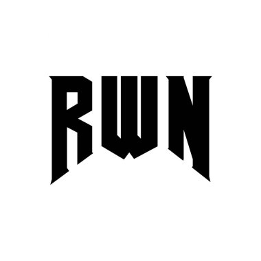 Teknoloji şirketi için RWN mektup logosu tasarımı. RWN logo tasarımı siyah ve beyaz renk kombinasyonu. RWN logosu, RWN vektörü, RWN tasarımı, RWN simgesi, RWN alfabesi. RWN tipografi logosu tasarımı