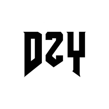 Teknoloji şirketi için DZY mektup logosu tasarımı. DZY logo tasarımı siyah ve beyaz renk kombinasyonu. DZY logosu, DZY vektörü, DZY tasarımı, DZY simgesi, DZY alfabesi. DZY tipografi logosu tasarımı