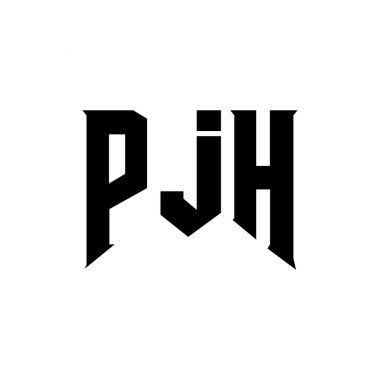 PJH letter logo design for technology company. PJH logo design black and white color combination. PJH logo, PJH vector, PJH design, PJH icon, PJH alphabet. PJH typography logo design clipart