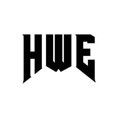 HWE letter logo design for technology company. HWE logo design black and white color combination. HWE logo, HWE vector, HWE design, HWE icon, HWE alphabet. HWE typography logo design clipart