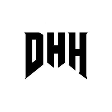 Teknoloji şirketi için DHH mektup logosu tasarımı. DHH logosu siyah-beyaz renk kombinasyonu tasarladı. DHH logosu, DHH vektörü, DHH tasarımı, DHH simgesi, DHH alfabesi. DHH tipografi logosu tasarımı