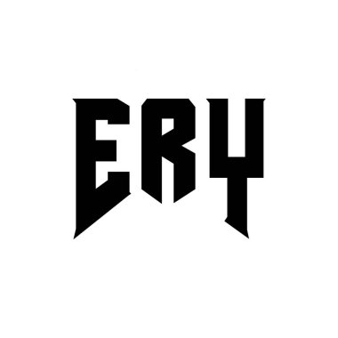 Teknoloji şirketi için ERY mektup logosu tasarımı. ERY logo tasarımı siyah ve beyaz renk kombinasyonu. ERY logosu, ERY vektörü, ERY dizaynı, ERY simgesi, ERY alfabesi. ERY tipografi logosu tasarımı