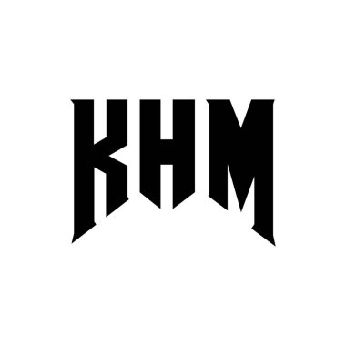 Teknoloji şirketi için KHM mektup logosu tasarımı. KHM logo tasarımı siyah ve beyaz renk kombinasyonu. KHM logosu, KHM vektörü, KHM tasarımı, KHM simgesi, KHM alfabesi. KHM tipografi logosu tasarımı