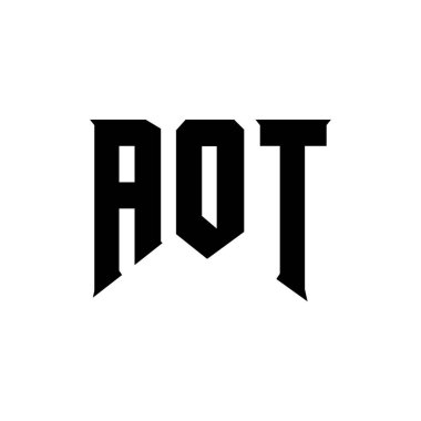 Teknoloji şirketi için AOT harf logosu tasarımı. AOT logo tasarımı siyah ve beyaz renk kombinasyonu. AOT logosu, AOT vektörü, AOT tasarımı, AOT simgesi, AOT alfabesi. AOT tipografi logosu tasarımı.