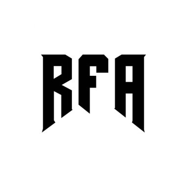 RFA letter logo design for technology company. RFA logo design black and white color combination. RFA logo, RFA vector, RFA design, RFA icon, RFA alphabet. RFA typography logo design clipart