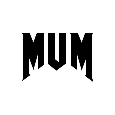Teknoloji şirketi için MUM harf logosu tasarımı. MUM logo tasarımı siyah ve beyaz renk kombinasyonu. MUM logosu, MUM vektörü, MUM tasarımı, MUM simgesi, MUM alfabesi. MUM tipografi logosu tasarımı