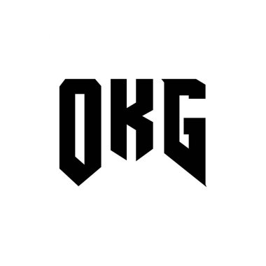 Teknoloji şirketi için OKG harf logosu tasarımı. OKG logo tasarımı siyah ve beyaz renk kombinasyonu. OKG logosu, OKG vektörü, OKG tasarımı, OKG simgesi, OKG alfabesi. OKG tipografi logosu tasarımı