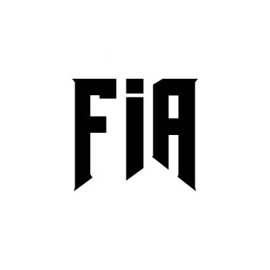 Teknoloji şirketi için FIA mektup logosu tasarımı. FIA logo tasarımı siyah ve beyaz renk kombinasyonu. FIA logosu, FIA vektörü, FIA tasarımı, FIA simgesi, FIA alfabesi. FIA tipografi logosu tasarımı