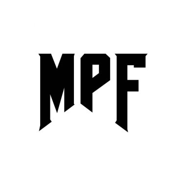 Teknoloji şirketi için MPF mektup logosu tasarımı. MPF logo tasarımı siyah ve beyaz renk kombinasyonu. MPF logosu, MPF vektörü, MPF tasarımı, MPF simgesi, MPF alfabesi. MPF tipografi logosu tasarımı