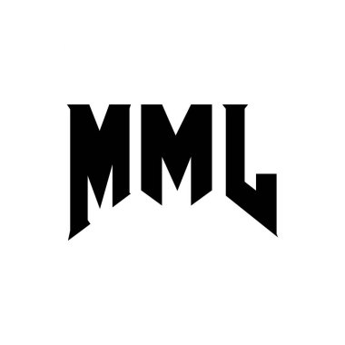 Teknoloji şirketi için MML harf logosu tasarımı. MML logo tasarımı siyah ve beyaz renk kombinasyonu. MML logosu, MML vektörü, MML tasarımı, MML simgesi, MML alfabesi. MML tipografi logosu tasarımı