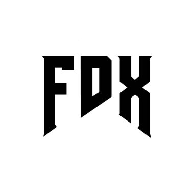 Teknoloji şirketi için FDX harf logosu tasarımı. FDX logo tasarımı siyah ve beyaz renk kombinasyonu. FDX logosu, FDX vektörü, FDX tasarımı, FDX simgesi, FDX alfabesi. FDX tipografi logosu tasarımı