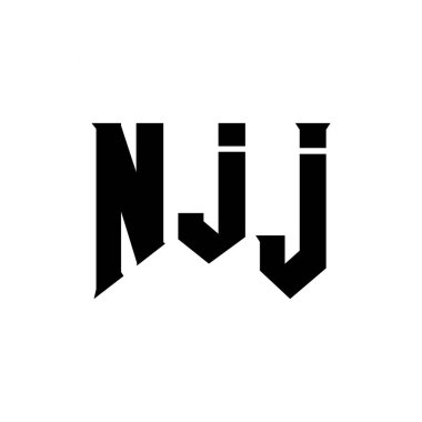 NJJ teknoloji şirketi için mektup logosu tasarımı. NJJ logo tasarımı siyah ve beyaz renk kombinasyonu. NJJ logosu, NJJ vektörü, NJJ tasarımı, NJJ simgesi, NJJ alfabesi. NJJ tipografi logosu tasarımı