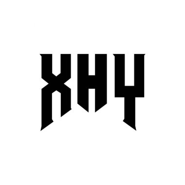 Teknoloji şirketi için XHY harf logosu tasarımı. XHY logo tasarımı siyah ve beyaz renk kombinasyonu. XHY logosu, XHY vektörü, XHY tasarımı, XHY simgesi, XHY alfabesi. XHY tipografi logosu tasarımı