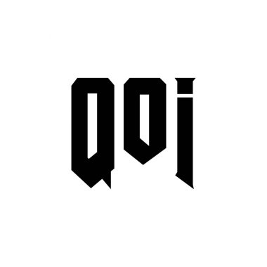 Teknoloji şirketi için QOI harf logosu tasarımı. QOI logo tasarımı siyah ve beyaz renk kombinasyonu. QOI logosu, QOI vektörü, QOI tasarımı, QOI simgesi, QOI alfabesi. QOI tipografi logosu tasarımı