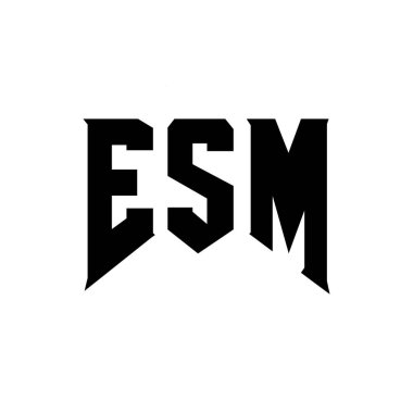Teknoloji şirketi için ESM mektup logosu tasarımı. ESM logo tasarımı siyah ve beyaz renk kombinasyonu. ESM logosu, ESM vektörü, ESM tasarımı, ESM simgesi, ESM alfabesi. ESM tipografi logosu tasarımı
