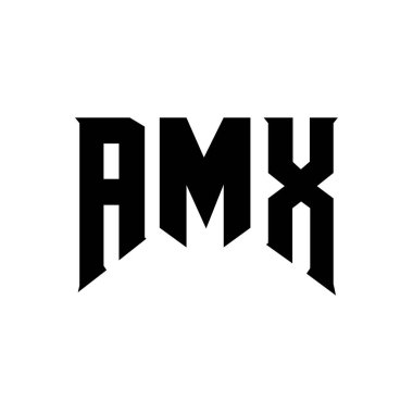 Teknoloji şirketi için AMX mektup logosu tasarımı. AMX logo tasarımı siyah ve beyaz renk kombinasyonu. AMX logosu, AMX vektörü, AMX tasarımı, AMX simgesi, AMX alfabesi. AMX tipografi logosu tasarımı.