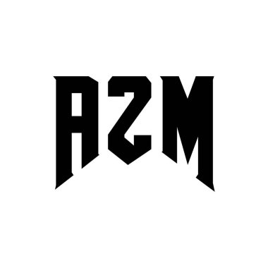 Teknoloji şirketi için AZM harf logosu tasarımı. AZM logo tasarımı siyah ve beyaz renk kombinasyonu. AZM logosu, AZM vektörü, AZM tasarımı, AZM simgesi, AZM alfabesi. AZM tipografi logosu tasarımı.