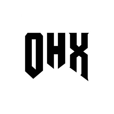 Teknoloji şirketi için OHX harf logosu tasarımı. OHX logo tasarımı siyah ve beyaz renk kombinasyonu. OHX logosu, OHX vektörü, OHX tasarımı, OHX simgesi, OHX alfabesi. OHX tipografi logosu tasarımı