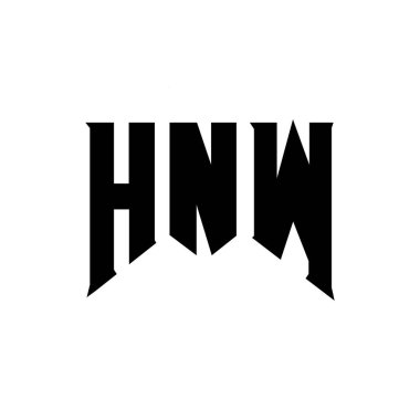 Teknoloji şirketi için HNW harf logosu tasarımı. HNW logo tasarımı siyah ve beyaz renk kombinasyonu. HNW logosu, HNW vektörü, HNW tasarımı, HNW simgesi, HNW alfabesi. HNW tipografi logosu tasarımı