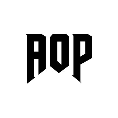 Teknoloji şirketi için AOP harf logosu tasarımı. AOP logo tasarımı siyah ve beyaz renk kombinasyonu. AOP logosu, AOP vektörü, AOP tasarımı, AOP simgesi, AOP alfabesi. AOP tipografi logosu tasarımı.